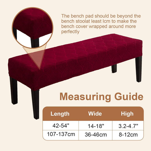 Waterproof Dining Room Bench Covers, Stretch Jacquard Bench Seat Protector Cover, Rectangular Bench Cover for bedrooms
