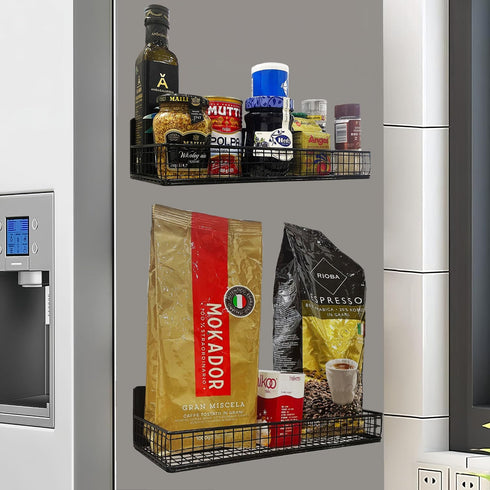 2 Pack 009 Bruda Large Magnetic Shelves Spice Rack Organizer for Washing Machine, Fridge, Refrigerator, Oven, Coffee