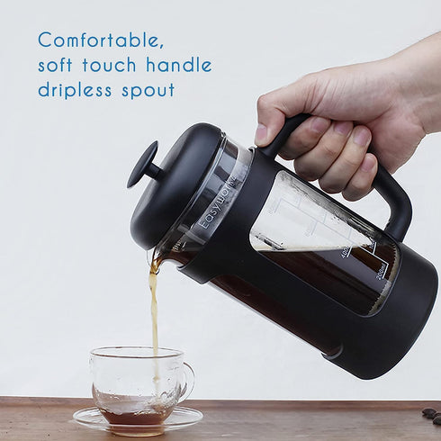 Easyworkz French Press - 12 oz Coffee Tea Maker with Borosilicate Glass and Soft Grip Handle
