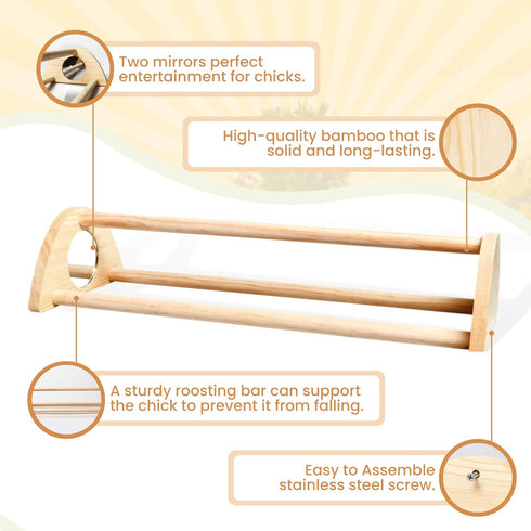 16" 15 3/4 6 5/8 3 1/2" TonGass Extra Long Chicken Perch - Freestanding Roosting Bar for Baby Chicks with Built