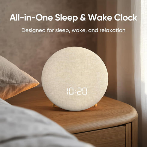 HOUSBAY Alarm Clock Sound Machine with Bluetooth Speaker - Room-Filling Sound, White Noise for Sleeping & Adult, Gentle