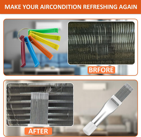 Cenipar 2PCS Air Conditioner Condenser Fin Comb Set, Includes FCR6 Fin Comb and Stainless Radiator Fin Comb