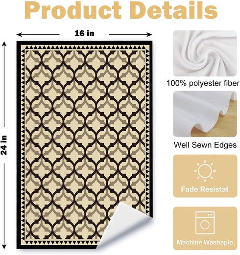 ArtisaEura 16x24 Inches Beige and Brown Moroccan Kitchen Towels, Boho Abstract Dish Tea Towels for Kitchen Decor, Retro