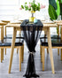 BOXAN Gorgeous Black Silky Sheer Table Runner, 30x120 Inch for Romantic Wedding Decor, Chic Bridal & Baby Shower