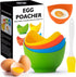Egg Poacher - Poached Egg Cooker with Ring Standers, Food Grade Non Stick Silicone Egg Poaching Cup for Microwave or