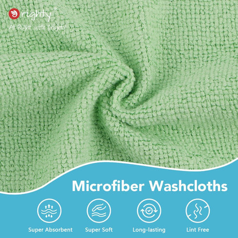 Set 10 Pack, 11.5x11.5 Inch, Orighty Washcloths Towels Highly Absorbent and Soft Feel Microfiber Face Cloths