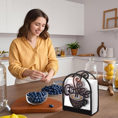 Cinnvoice Countertop Coffee Metal Napkin Holder Kitchen Decorative Paper Towel Stand Small Napkins Holder for Coffee