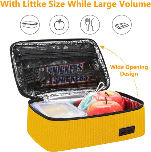 Gloppie Mini Lunch Box, Kids Lunch Bag, CPC Certified Insulated Reusable Sandwich Containers, Yellow