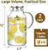 Snuvid 2 Pack 1 Gallon thickened Glass Pitcher with Lid and Spout, Borosilicate Glass Carafe for Hot/Cold Drink, Water