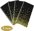 Gexolenu 4 Pack Black and Gold Plastic Tablecloths, 54" x 108" for Rectangle Tables, Party Covers for Graduation