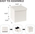15 Inches Bedroom,15" 15" 15" Small Storage Ottoman - Square Ottoman with Sherpa Top,Storage Bench for L x W x H-White