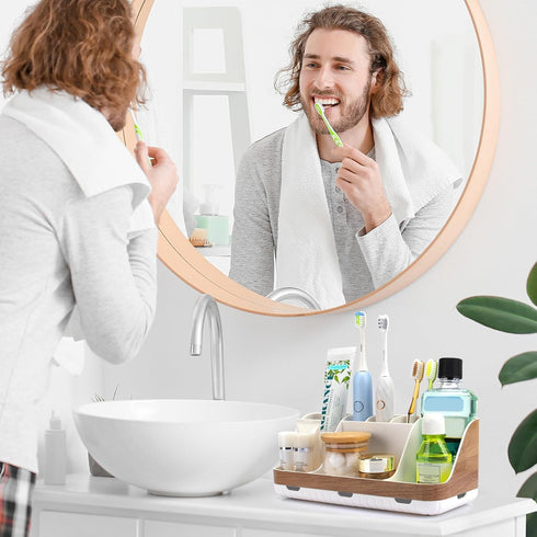 Countertop 7 Counter GFWARE Bathroom Organizer - Detachable Slots Kids Electric Toothbrush and Toothpaste Holde