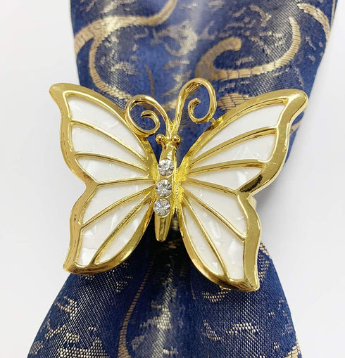 Butterfly Napkin Ring Set of 6, Metal Napkin Rings for Dinner Table Decor - Wedding Birthday Valentine's Day