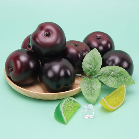 8pcs Gresorth Artificial Realistic Brin Plum Fake Fruit Home Party Decoration Photography Props Model Simulation