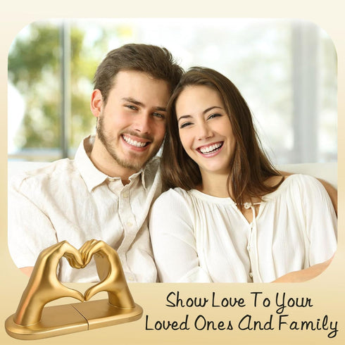 Kityemo Gold Decorative Bookends for Shelves, Heart Hands Book Ends Sculpture Aesthetic Decor for Bedroom Living Room