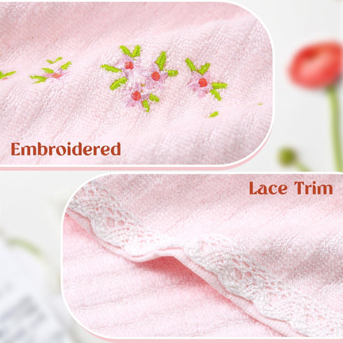 4 Pack 13 13" Jacquotha Pink Washcloths (Floral Embroidered), Soft Wash Cloths for Face, Body, Showering, Spa