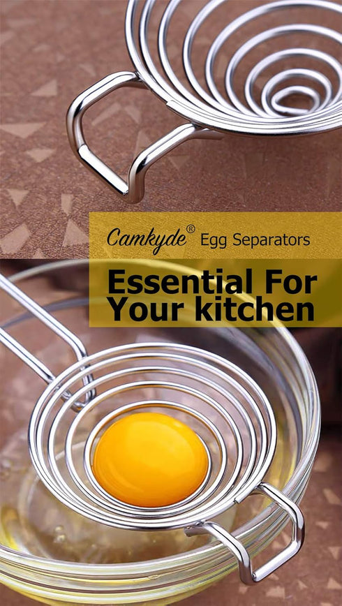 CAMKYDE Food Grade Stainless Steel Egg Separator Tool, Set of 2 (Red)
