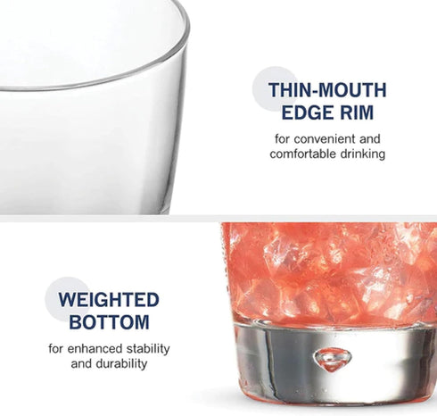 Bormioli Rocco Luna Set Of 4 Cooler Glasses, 15.25 Oz. Clear Crystal Glassware, Dishwasher Safe, Made In Italy