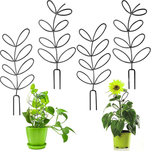 CANIPHA 4 Pcs Small Metal Trellis for Potted Plants,Indoor Plants Trellis for Climbing,Leaf