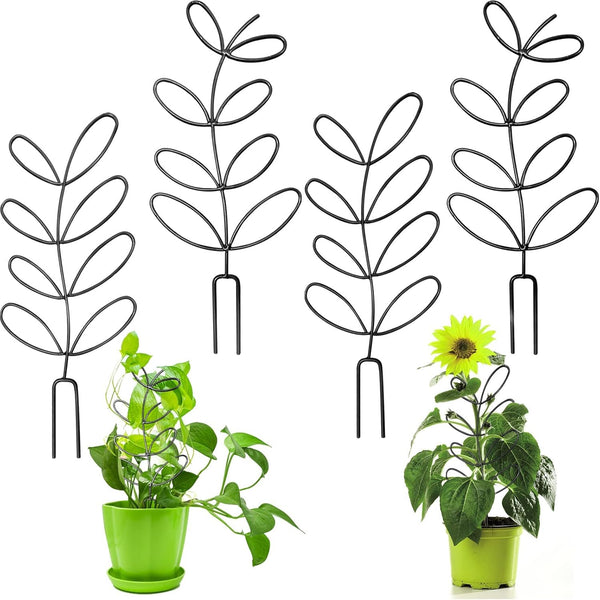 CANIPHA 4 Pcs Small Metal Trellis for Potted Plants,Indoor Plants Trellis for Climbing,Leaf