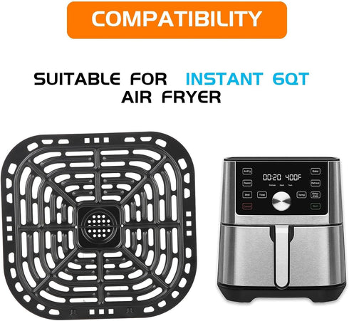 Air Fryer Grill Plate Fryer Replacement Grill Pan, Sturdy 304 Stainless Steel Grill Pan Tray Replacement Parts with Rubber Feet, Nonstick Grill Bottom Plate Rack