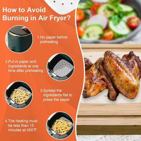 Numola 100 Pcs Air Fryer Liners, Disposable Parchment Paper, 8 Inch Perforated Sheets for Baking
