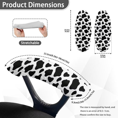 Wheelchair Armrest Covers, Anti Scratch Durable Water Resistant Slipcovers for Office Chair, Gaming Chair, Cow Print