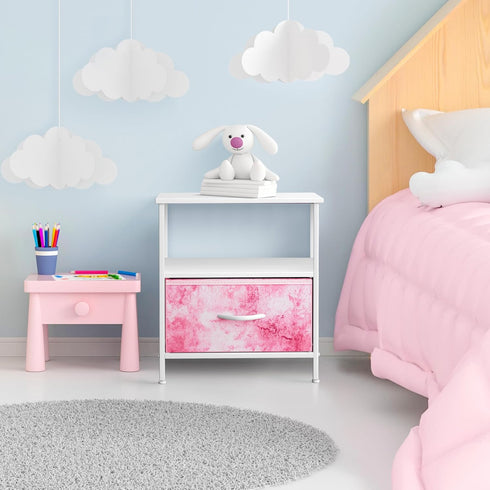 1 Sorbus Drawer Shelf Storage Nightstand - Kids Bedside Furniture End Table Night Stand with Steel Frame Wood Top
