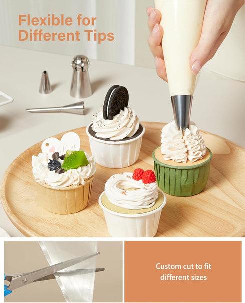 Kootek 12" Piping Bags (100Pcs), Disposable Anti Burst Pastry Bags for Cake Decorating, Cookies, and Baking Supplies.