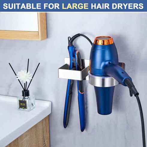 Hair Dryer Holder Wall Mounted, Hair Tool Organizer for Bathroom, Stainless Steel Hanger for Curling Iron