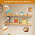 Set 4 Decor(Natural,40cm) Scalloped Baby Book Shelf,Floating Shelves for Wall of Natural Solid Pine Wood Nursery