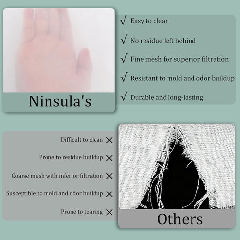 Ninsula 4PCS (8"x12"/14"x14"/10"x12"/12"x12") Nut Milk Bag, Food Grade Nylon Cheese Cloth Bag, Straining Reusable Fine