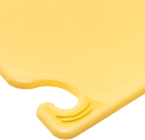 San Jamar Saf-T-Grip Plastic Cutting Board with Safety Hook, 6" x 9" x 0.375", Yellow