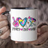 YouNique Designs Peace Love Hair Stylist Coffee Mug, 11 Ounces, Black Handle Mug for Hairdressers
