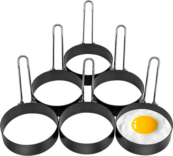 6 Pack Egg Ring, Stainless Steel Round Egg Cooking Rings Non-Stick Frying