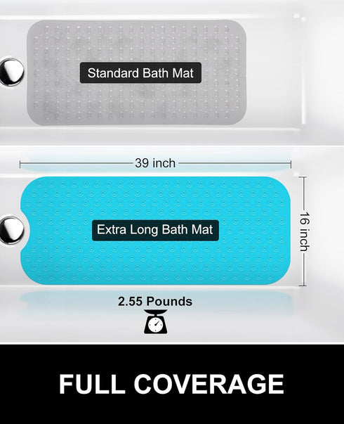 39x16 inch OTHWAY No Suction Cup Bath Mat: Extra Long BathmatPerfect for Refinished or Ordinary Bath TubsMade of Nature