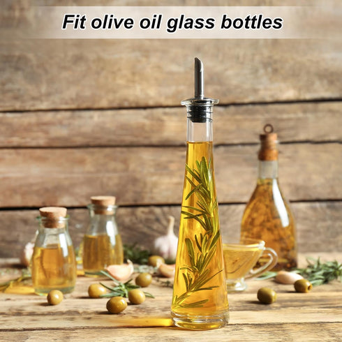 2Pcs uxcell Stainless Steel Bottle Pourers, Olive Oil Spout, Wine Pourers Liquor Pour Spouts for Pours Liquid, Olive