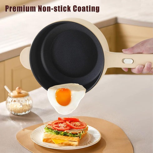 Dezin Electric Cooker, 2L Non-Stick Sauté Pan, Mini Pot for Steak, Egg, Fried Rice, Ramen, Oatmeal
