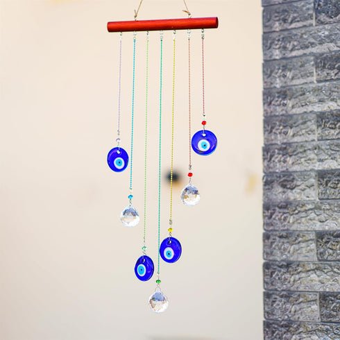 YU FENG Hanging Crystals Suncatcher Ornament - Turkish Blue Evil Eye Decor Crystal Ball Prisms for Window Garden