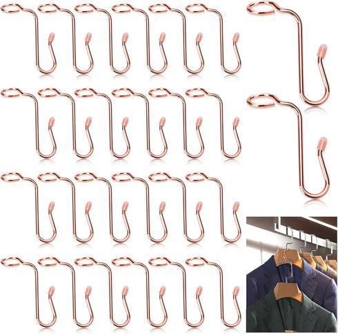 50 Pieces Hanger Connector Hooks, Metal Hanger Extender Hooks for Different Clothes Hangers, Rose Gold