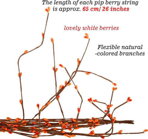 WILLBOND 64 Feet Ply Pip Berry Garland for Christmas Winter Decor, 30 Packs for Wreaths & Wedding Crowns