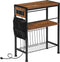HOOBRO End Table with Charging Station, Small Side Table with Magazine Holder,