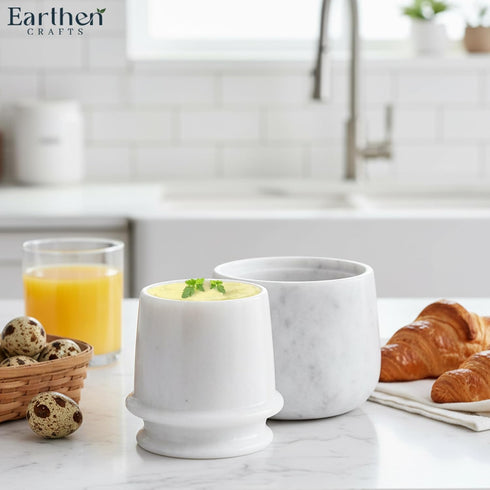 4.25 Inches Counter, Countertop Marble Butter Keeper White Butter Dish with Lid Handmade French Butter Crock