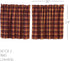 VHC Brands Primitive Kitchen Window Curtains - Heritage Farms Tier Pair, L24 x W36, Deep Burgundy Red