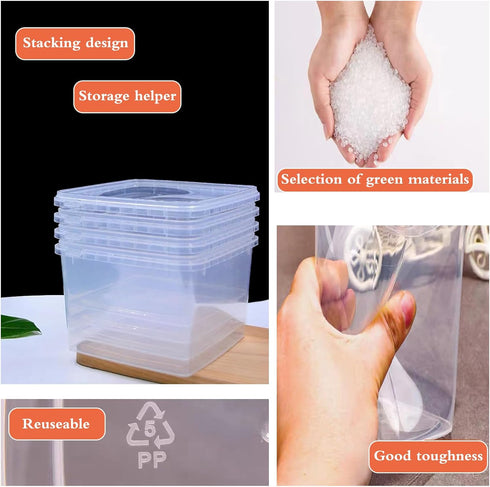 SHPii 88 oz. Square Clear Deli Containers with Lids, BPA-Free, Reusable for Kitchen Storage, Meal Prep - 10 Packs
