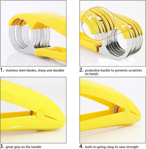 FireKylin Banana Slicer, 2 pcs ABS + Stainless Steel Cutter for Fruit and Vegetable Salad Tools