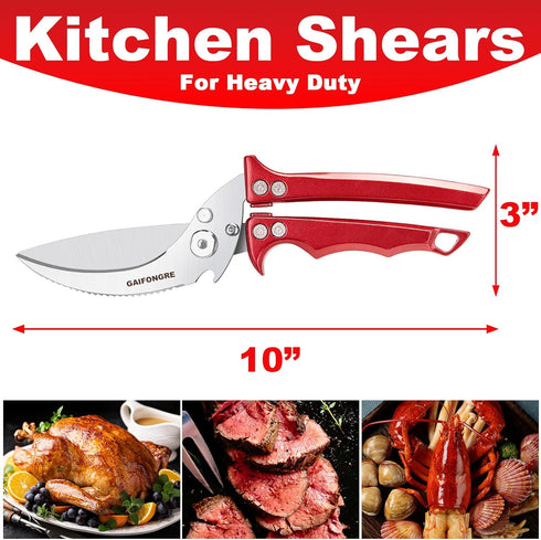 Heavy Duty Poultry Scissors - All Purpose Kitchen Shears for Chicken, Fish & Meat - Easily Separable, Dishwasher Safe