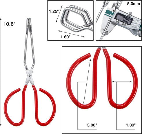 MSY BIGSUNNY Heavy Duty Stainless Steel Scissor Tongs with Soft Handles (1, red 10")