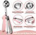 JETONN Set 2, 18/8 Set Cookie Scoops for Baking of Pink Handle Stainless Steel Ice Cream Scoop with Ergonomic Soft