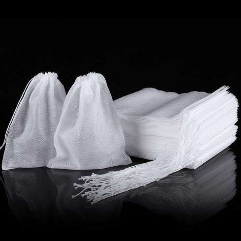 300 Pcs Disposable Drawstring Tea Filter Bags, Empty Cotton Filter Bags for Loose Tea (3.94 x 3.15 inch)